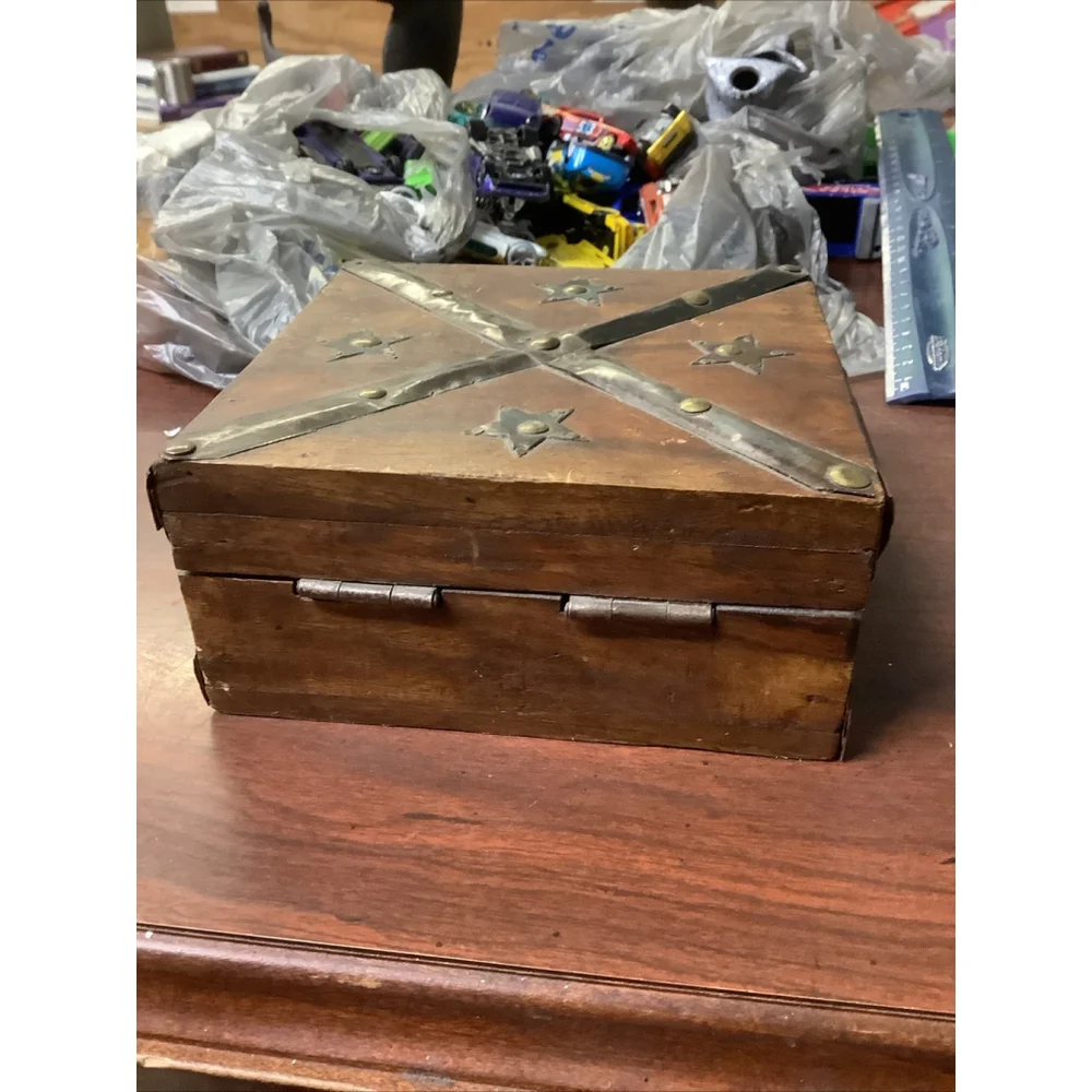 Vintage decorative wooden box Handmade wooden keepsake stars Rustic Cottage